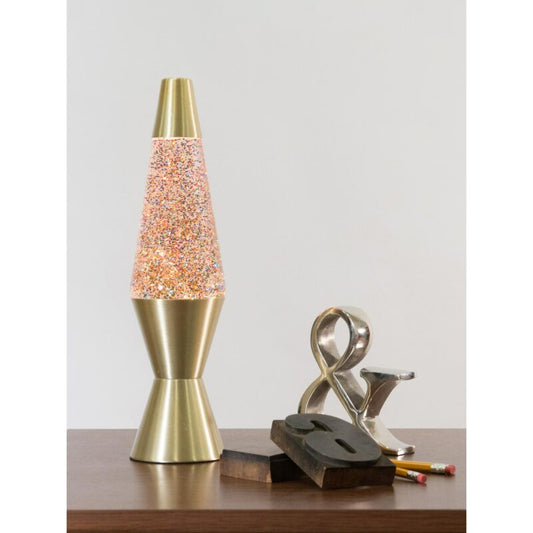 14.5″ LAVA Lamp Rainbow Glitter – Clear/Gold - US 2307