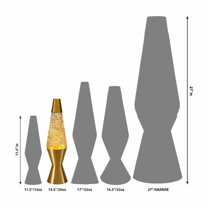 14.5″ LAVA Lamp Rainbow Glitter – Clear/Gold - US 2307
